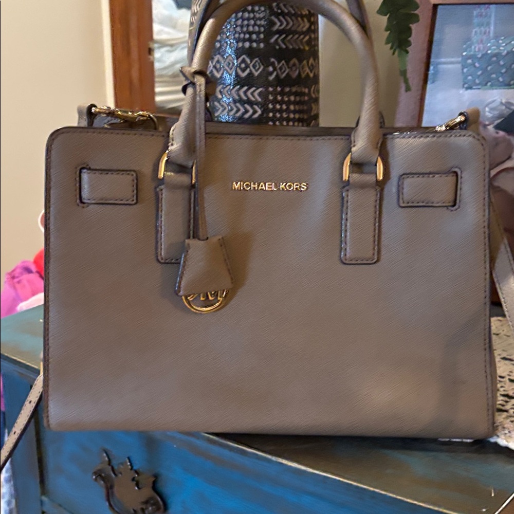 Michael Kors Taupe Leather Satchel